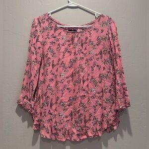 Gap Pink Floral Ruffled Blouse Top‎ Size XS